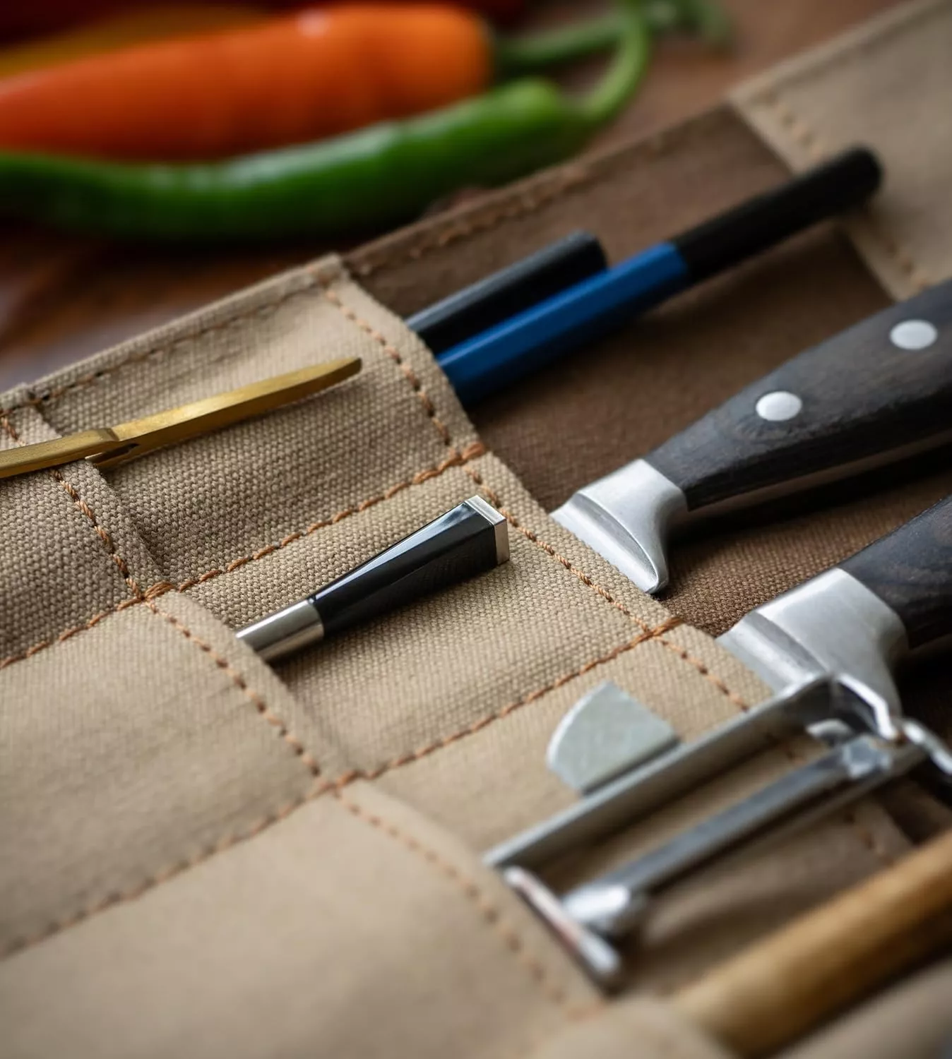 Torba skórzana na 14 noży brązowa