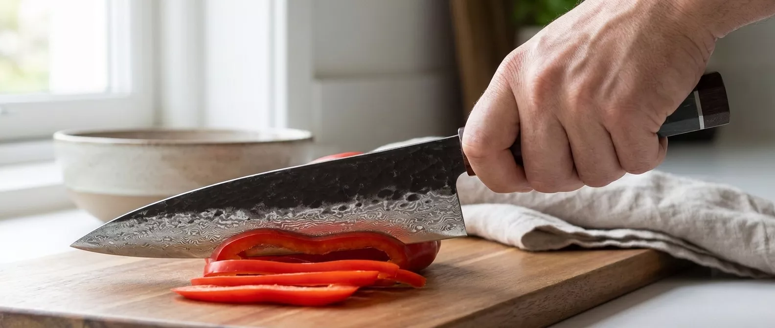 Dan Woo custom Nóż Szefa Kuchni 21 cm Damast Drewniana Rękojeść