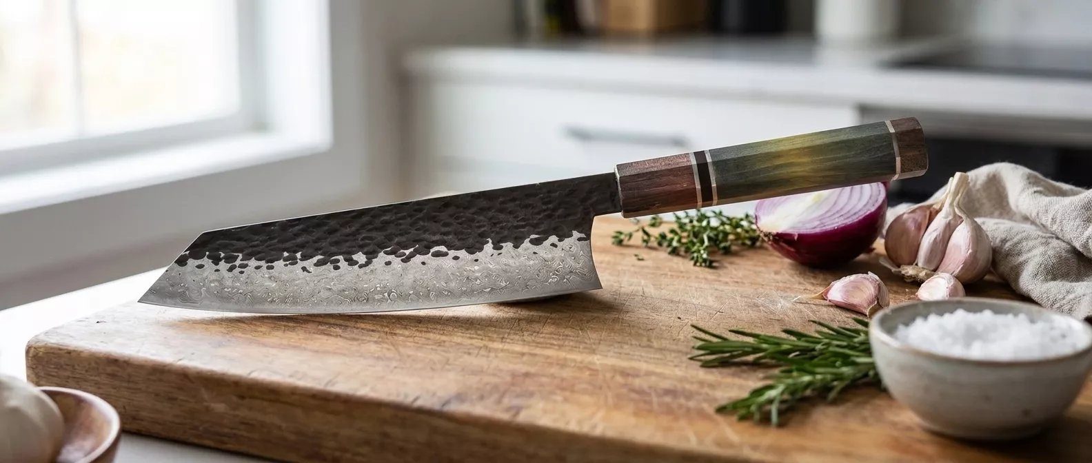 Dan Woo Custom Nóż Kiritsuke 22 cm Damast drewno