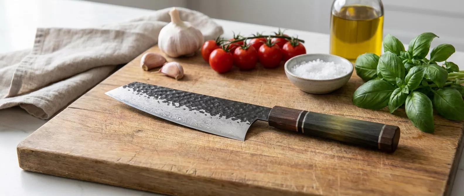 Dan Woo Custom Nóż Kiritsuke 22 cm Damast drewno