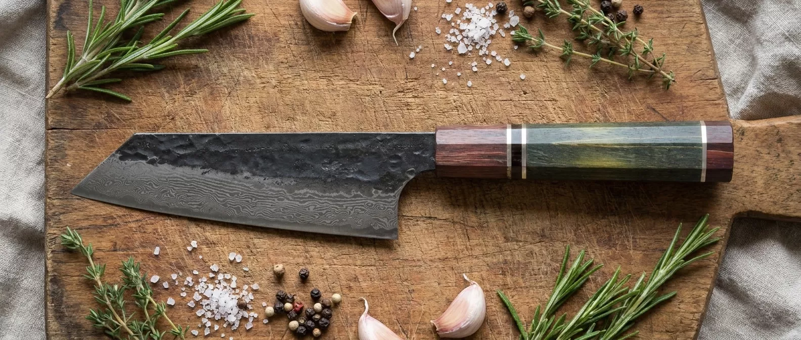 Dan Woo Bunka 16cm Damast T10 61HRC Drewno Custom