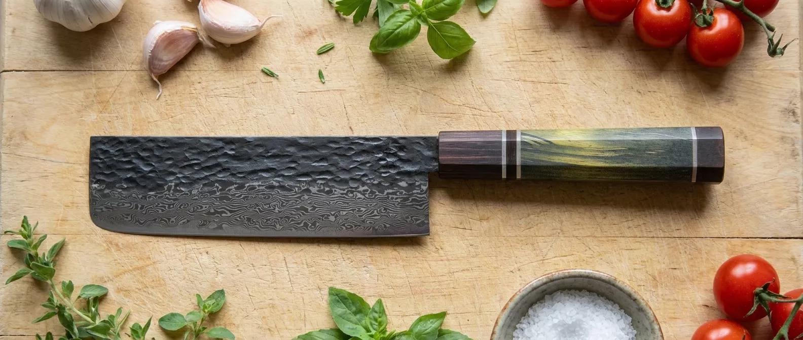 Dan Woo Custom Nóż Nakiri 18 cm Damast T10 61HRC