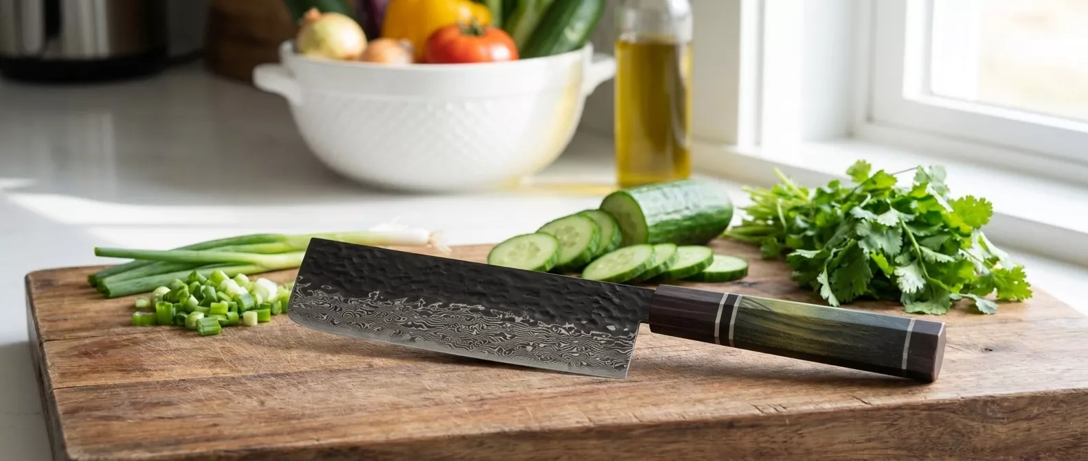 Dan Woo Custom Nóż Nakiri 18 cm Damast T10 61HRC