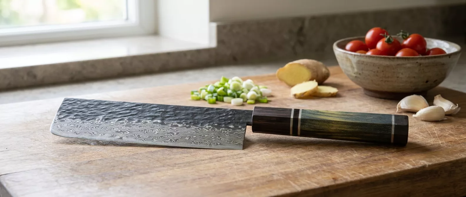 Dan Woo Custom Nóż Nakiri 18 cm Damast T10 61HRC