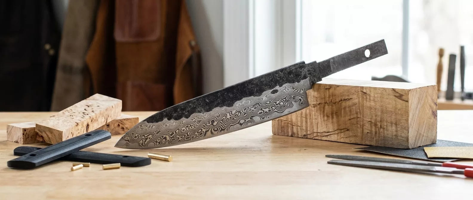 Dan Woo Nóż Utility 14,5 cm Damast HF02 Blank – Ostrze do Oprawy