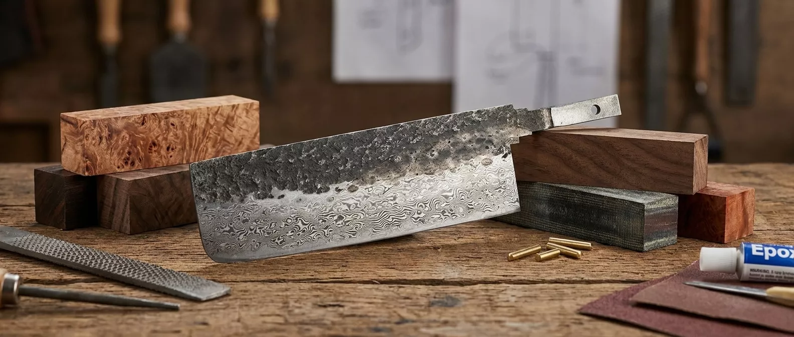 Dan Woo Nakiri 18 cm Blank - Ostrze Damasceńskie T10 HF02