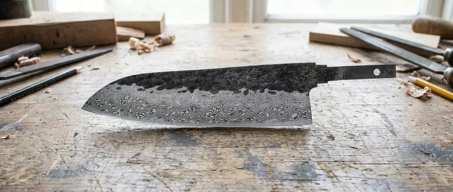 Dan Woo Nóż Santoku 16,5 cm Damast HF02 Blank - Ostrze do Oprawy