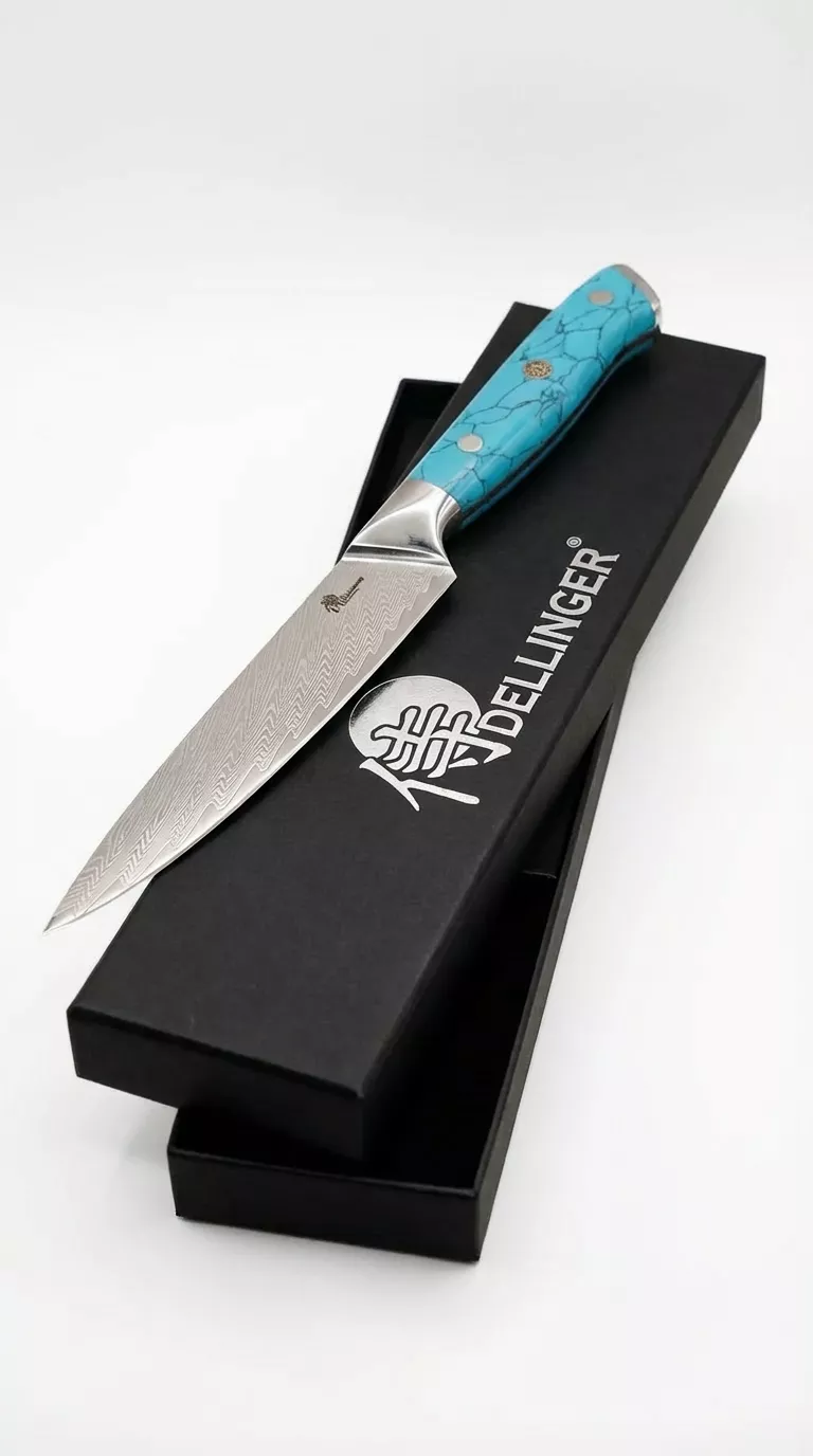 Dellinger BLUE STONE Nóż Utility 15 cm Stal Damasceńska VG-10