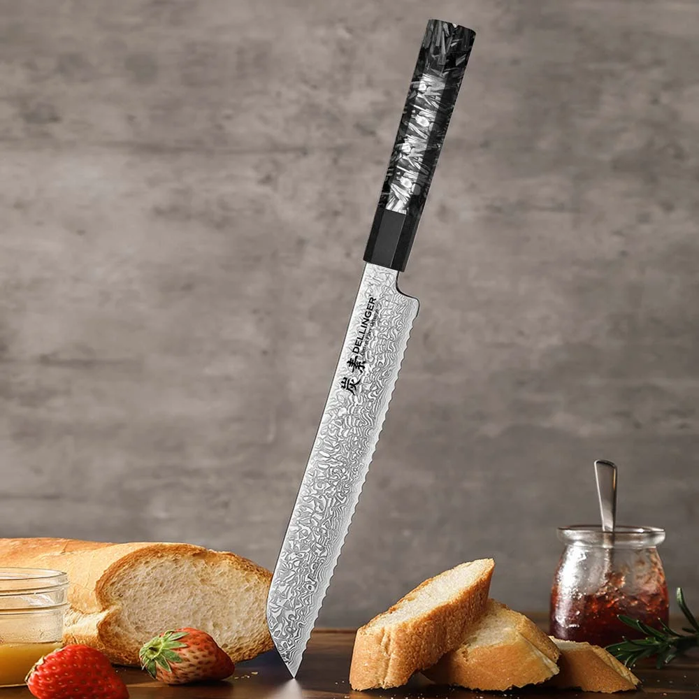 Nóż do pieczywa Dellinger Carbon Fiber Octagon 21,5 cm VG-10