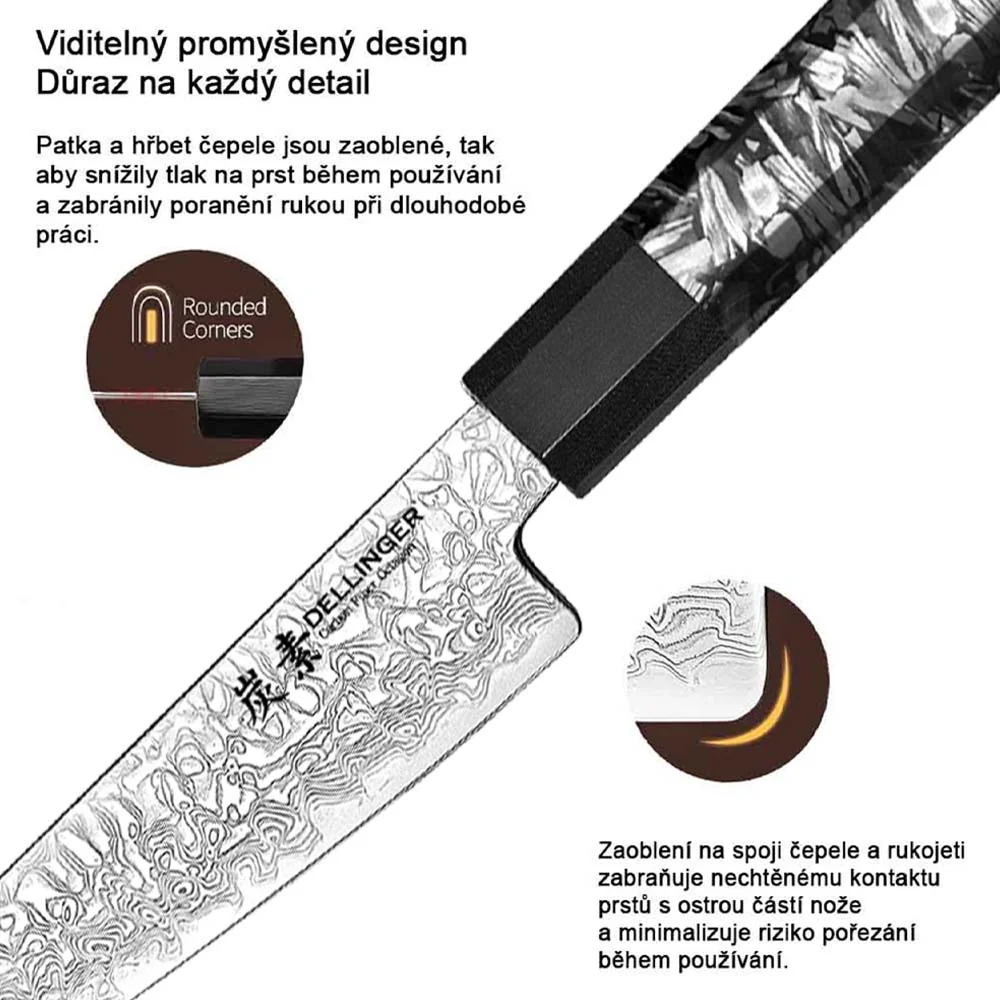 Nóż Petty Dellinger Carbon Fiber Octagon stal VG-10 14 cm