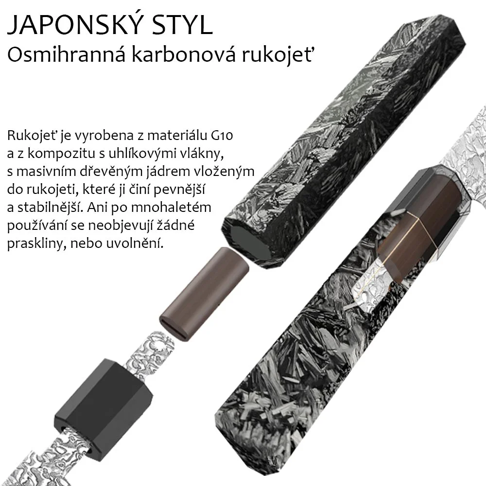 Dellinger Carbon Fiber Octagon Nóż Sakimaru 21 cm