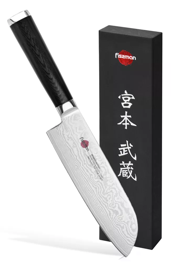 Nóż Santoku Fissman Kensei Musashi 17 cm Stal Damasceńska VG-10