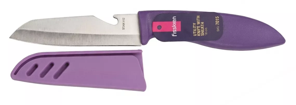 Fissman Nóż Uniwersalny z Pochwą 10 cm Fioletowy Stal X30Cr13