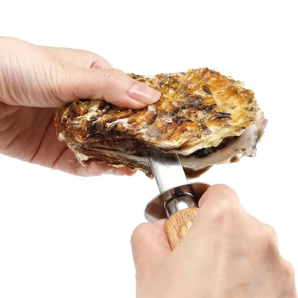 KAI Profesjonalny Nóż do Ostryg i Skorupiaków, Drewniana Rękojeść,