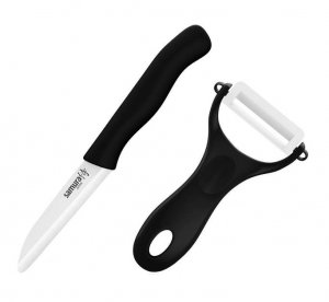 Samura Inca Zestaw Ceramiczny: Nóż 7.5 cm i Obieraczka Niebieski