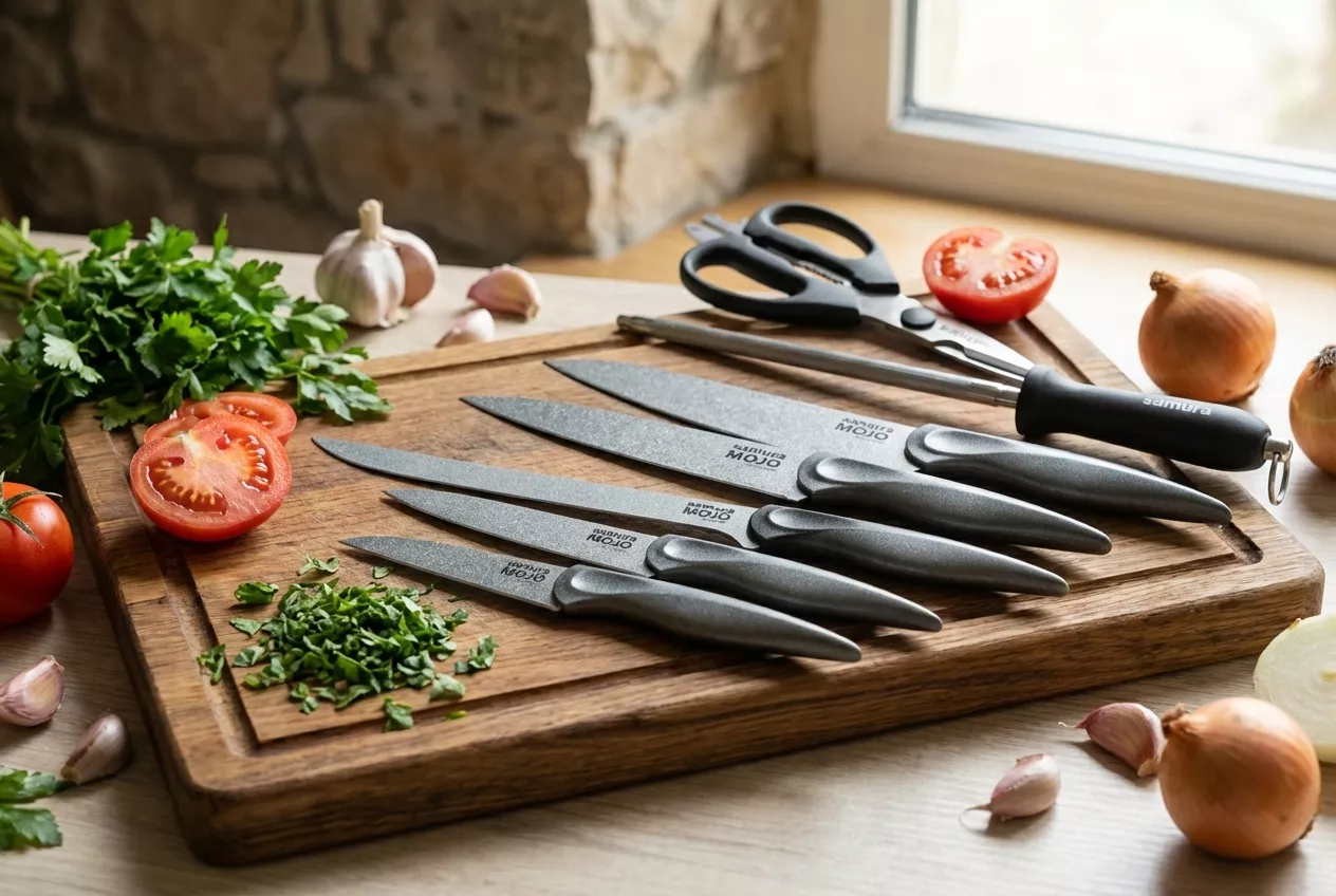 Samura Mojo Kompletny Zestaw 5 Noży Kuchennych z Blokiem i Akcesoriami