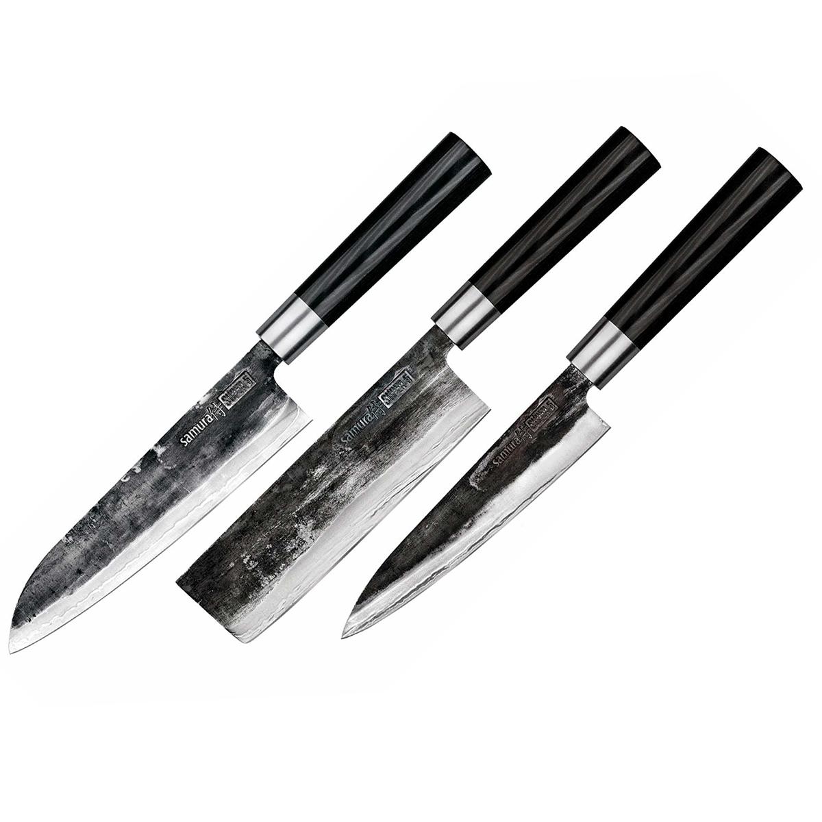 Samura Super 5 zestaw 3 noży: Santoku 18cm, Nakiri 17cm, Utility 16cm