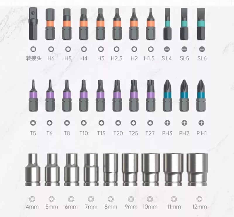 AtuMan / Duka Zestaw Wkrętaków z Grzechotką i Bitami RS2, 33 elementy