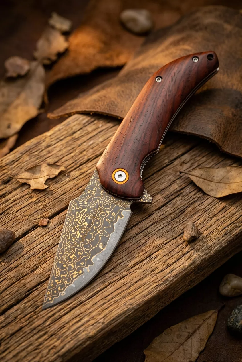Nóż składany Welde VG01 VG10 Mokume Gane Drewno Różane