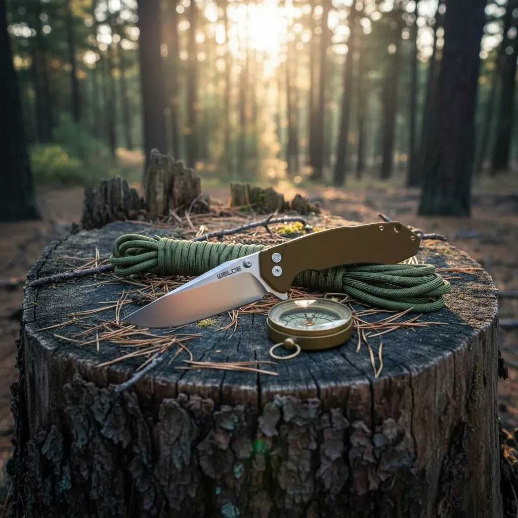 Welde nóż składany tanto D2F64 brązowy