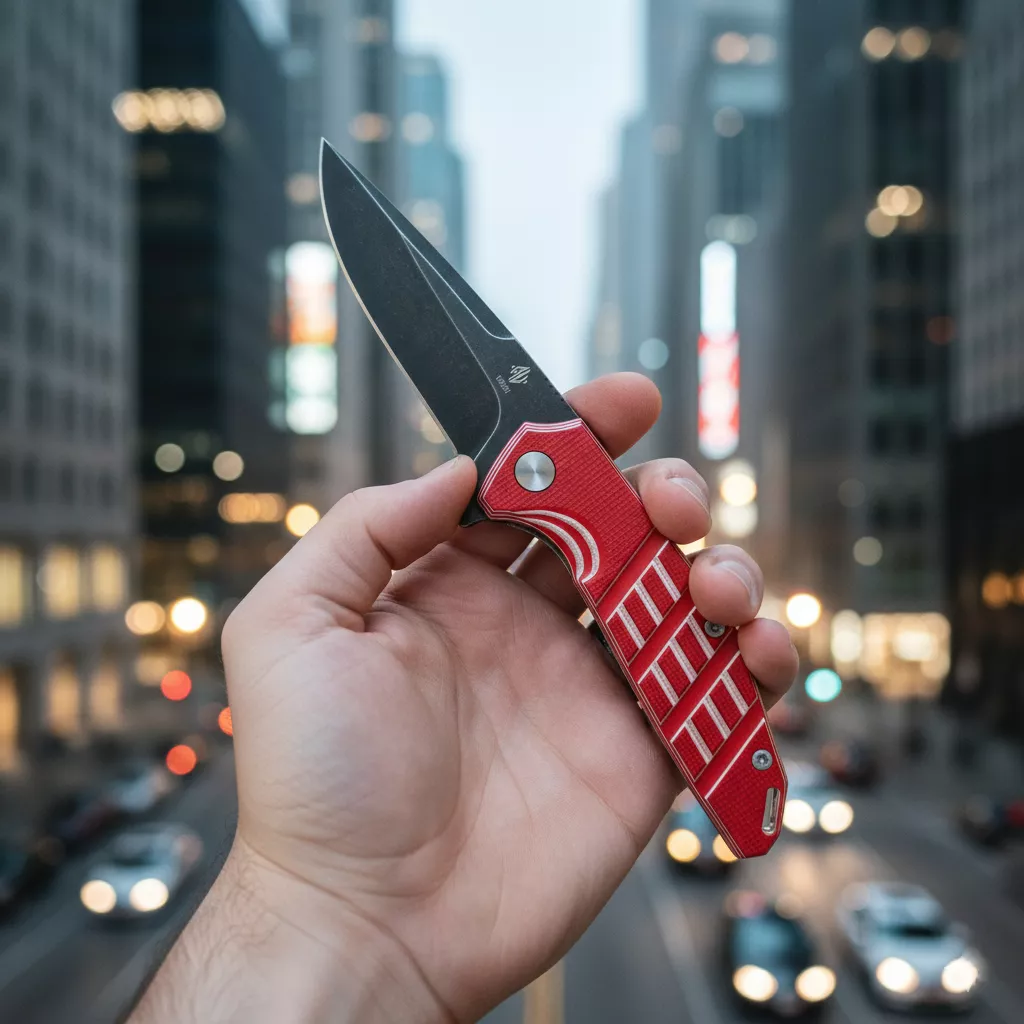 Womsi Falke nóż składany red white G10 S90V